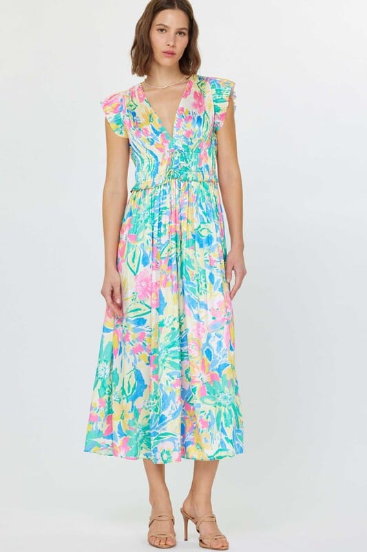 Bright Floral Pleated Midi current air 