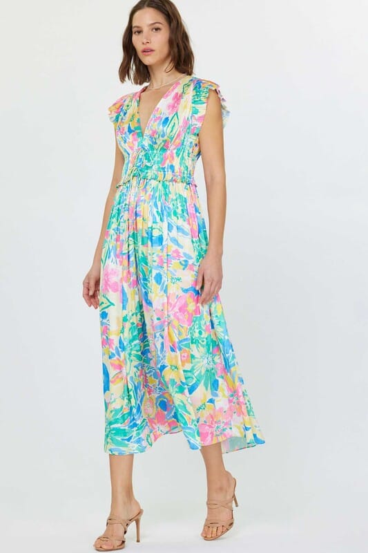 Bright Floral Pleated Midi current air 