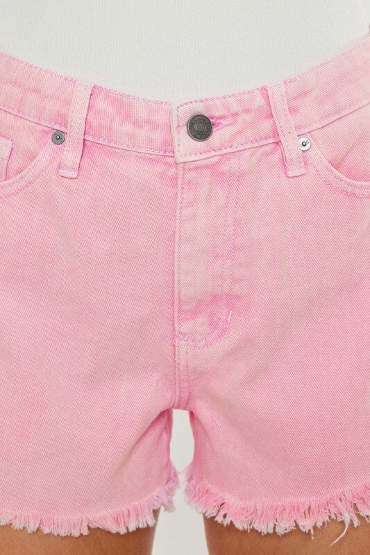 Bubblegum Pink Jean Shorts with Frayed Hem Kancan 
