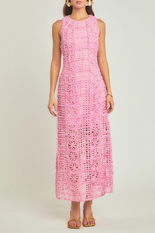 Bubblegum PinkTextured Floral Maxi English Factory 