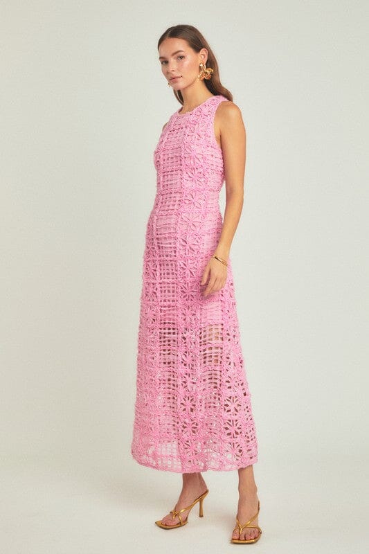 Bubblegum PinkTextured Floral Maxi English Factory 