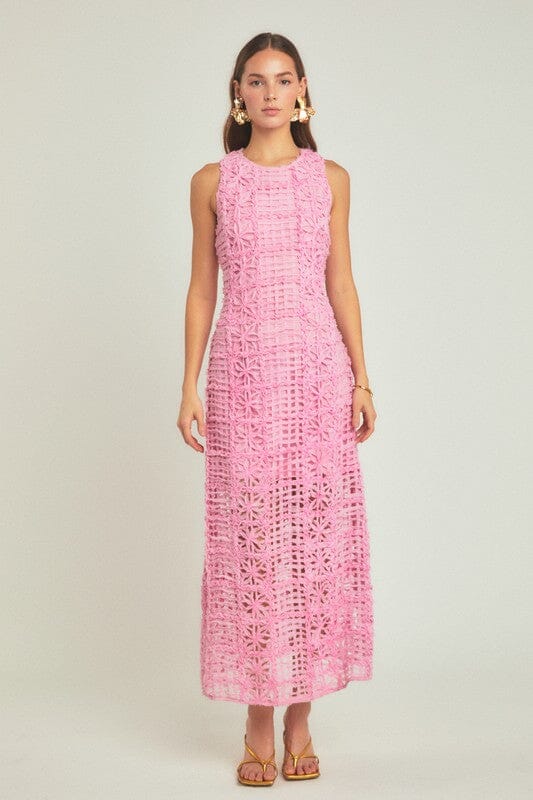 Bubblegum PinkTextured Floral Maxi English Factory 