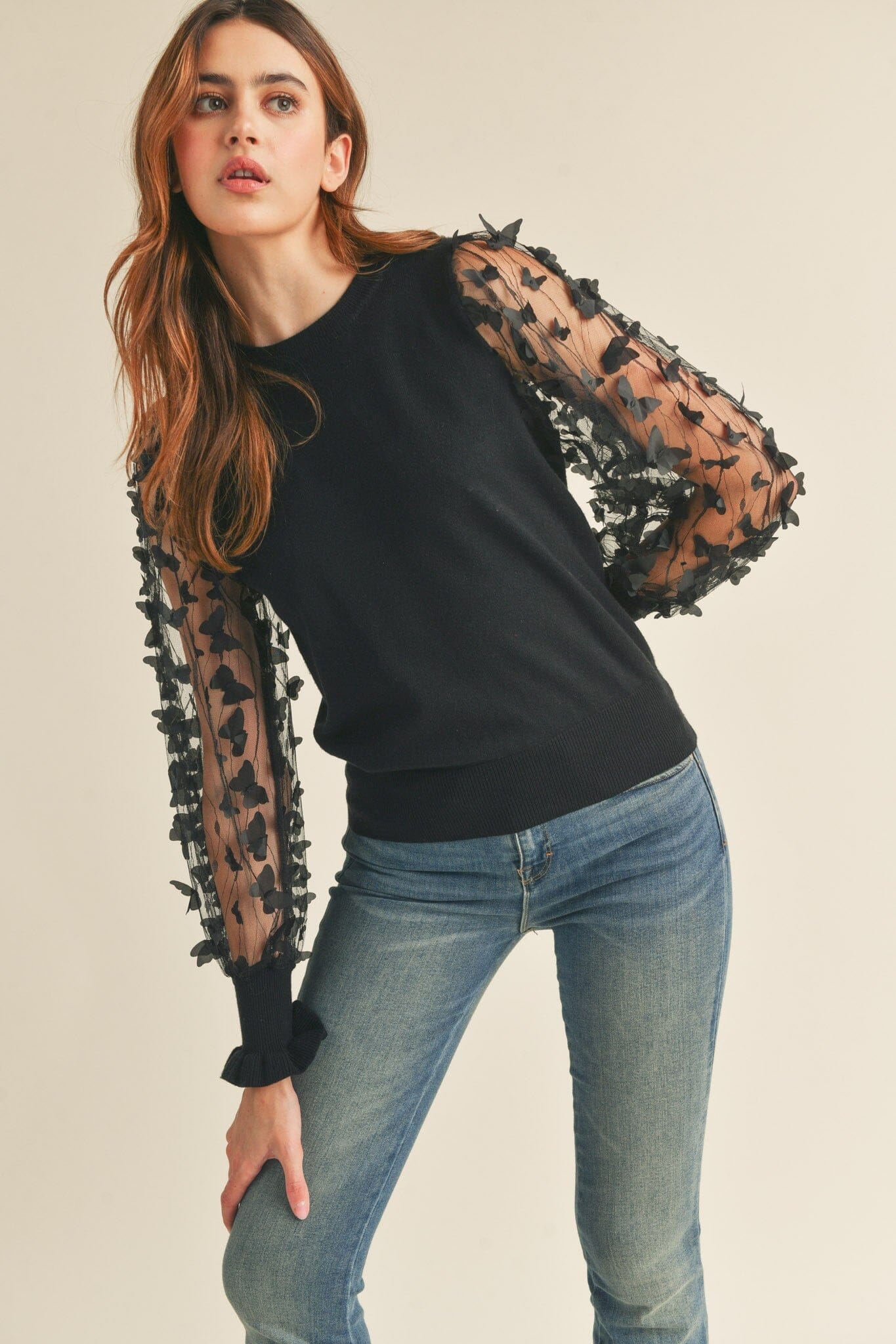 Butterfly 3D Sweater Top &merci 