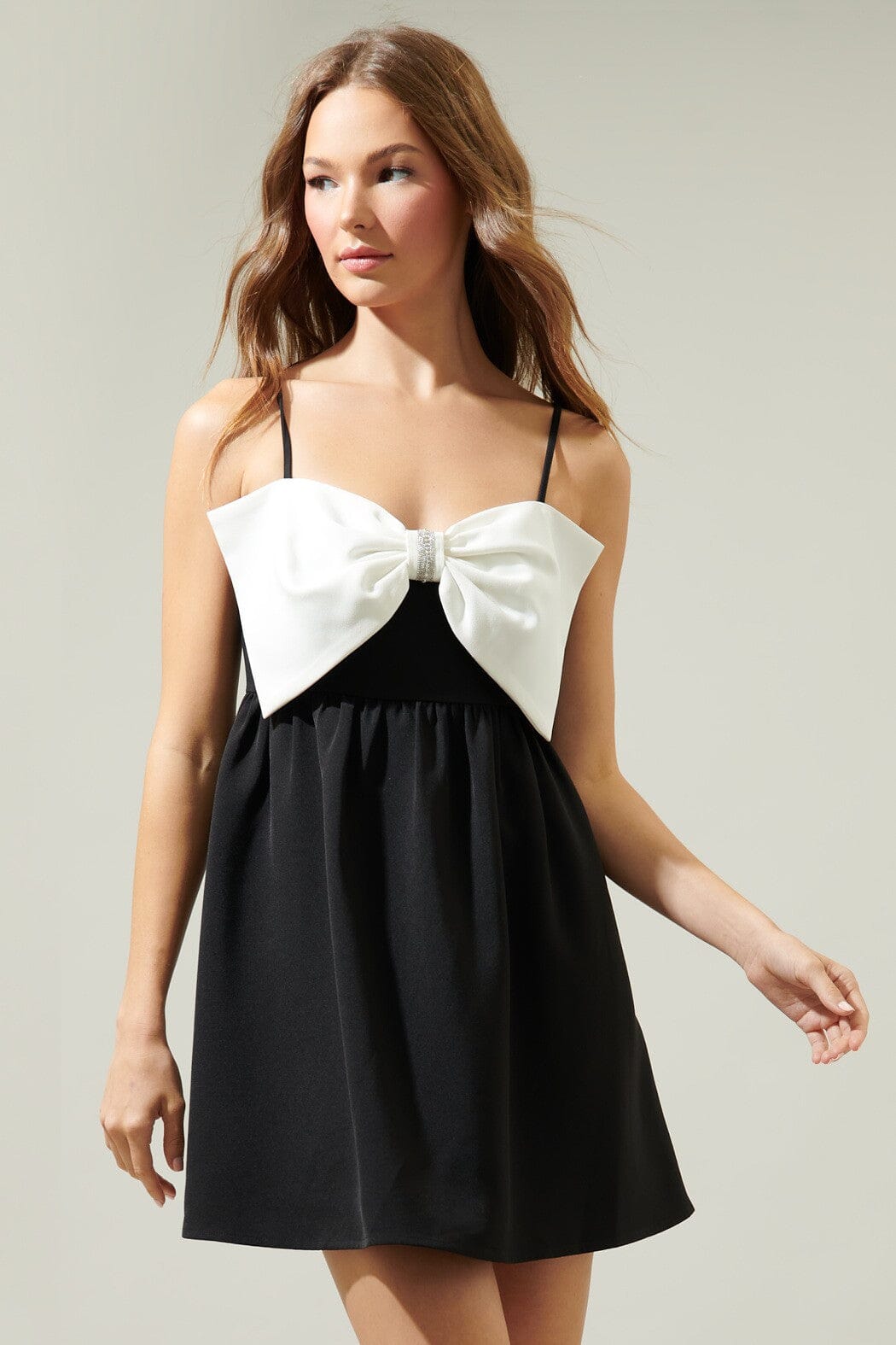 Cabello Bow Tie Babydoll Mini Dress Sugarlips 