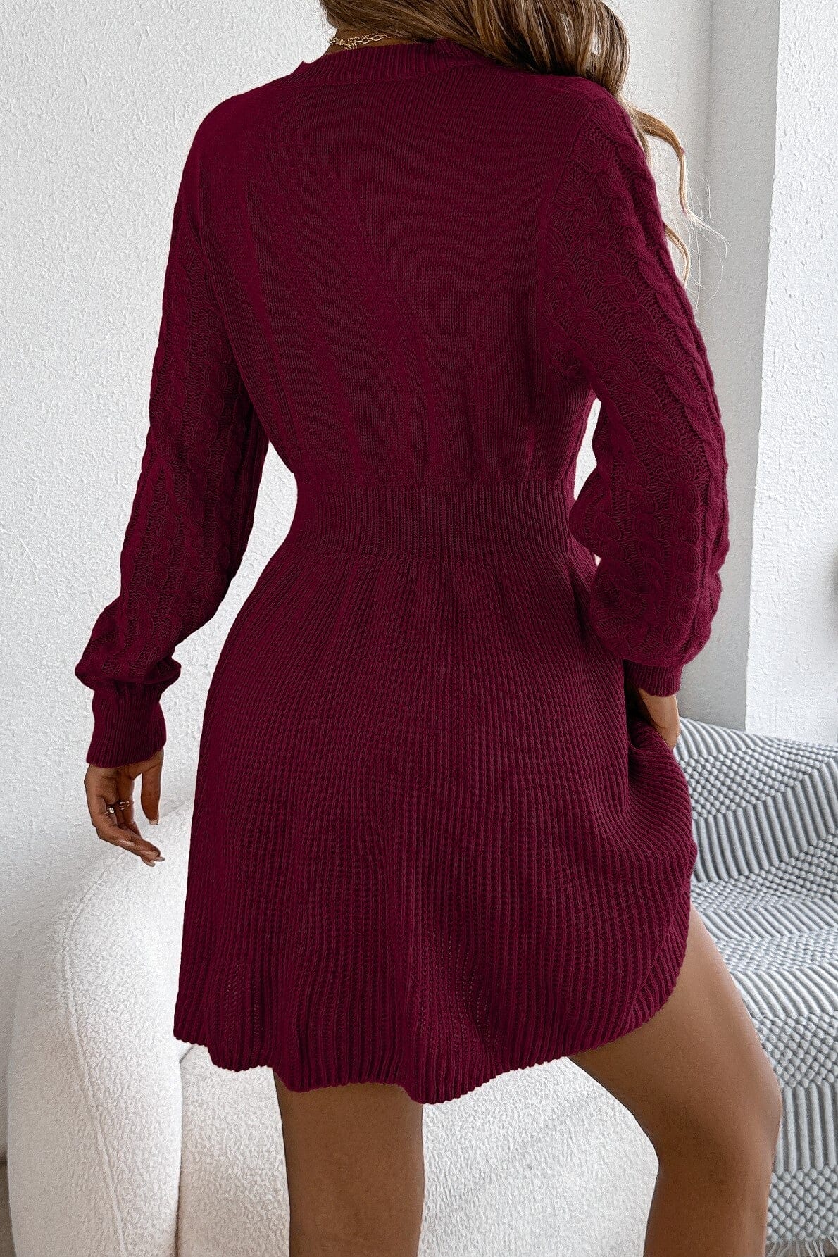 Cable-Knit Mini Sweater Dress Asia Direct 