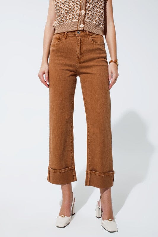 Camel Folded Hem Jeans Q2 