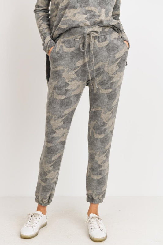 Camo Brushed Long Joggers Pants Cherish 