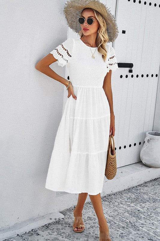 White Embroidered Lace Dress