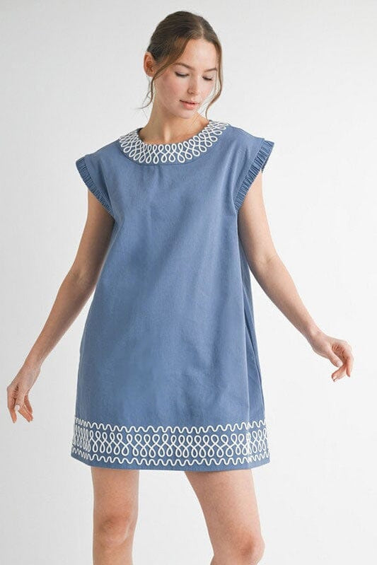 Chambray Dress with Embroidery Detail Jodifl 