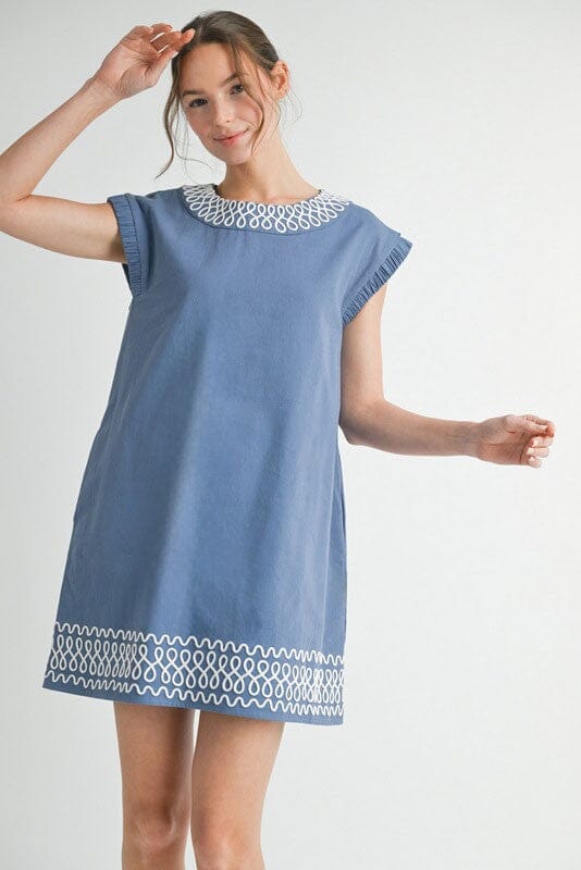 Chambray Dress with Embroidery Detail Jodifl 