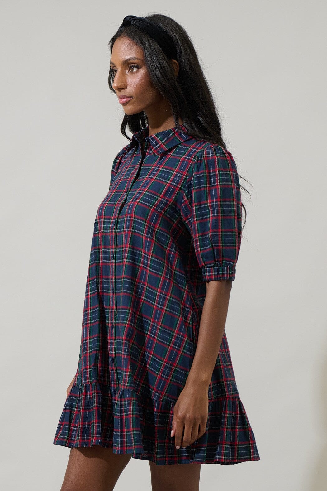 Chapman Plaid Levy Button Down Shift Dress Sugarlips 