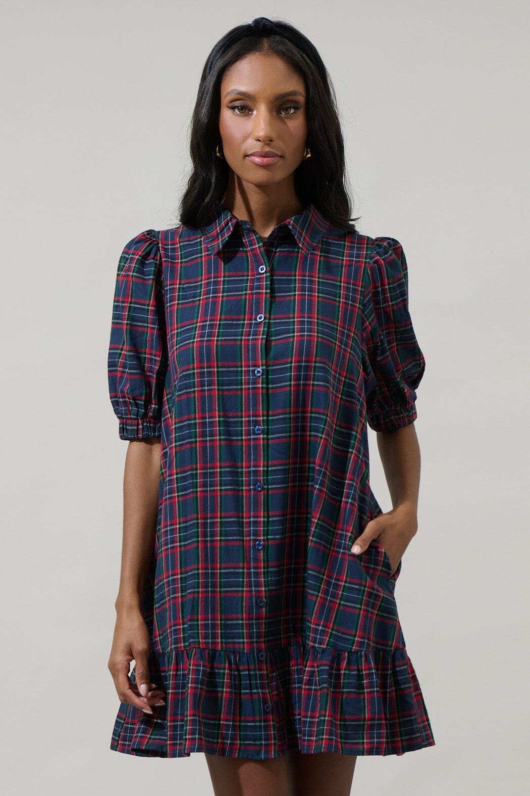 Plaid button down dress best sale