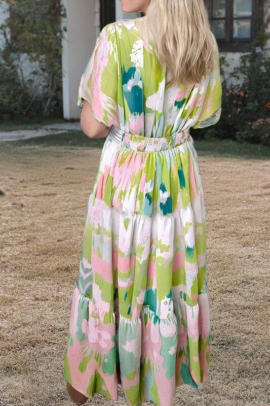 Chartruese Watercolor Maxi Dress Shiying 