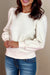 Checked Puff Sleeve Pullover Sweatshirt Shewin 