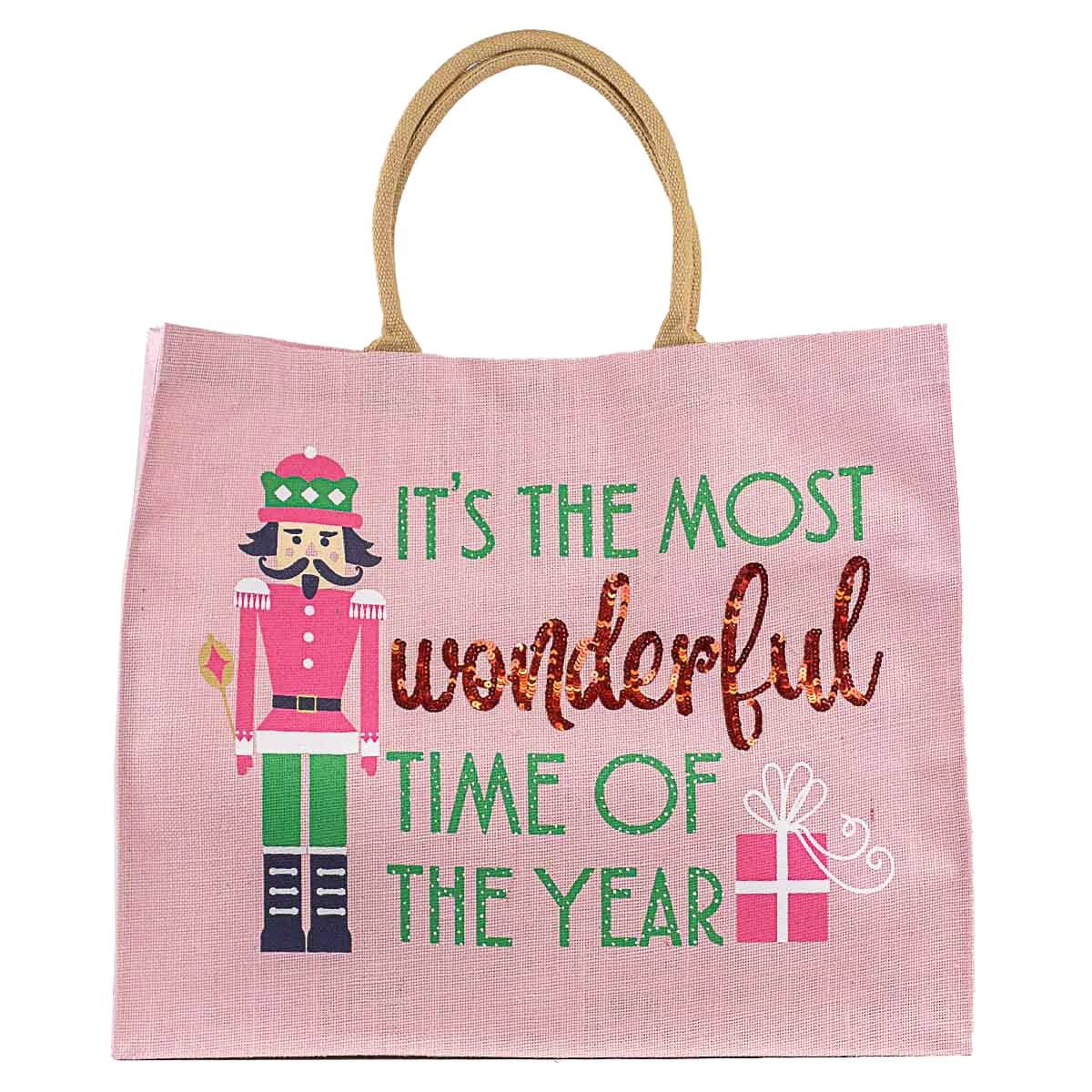 Christmas Carryall Jute Tote Royal Standard Nutcracker 