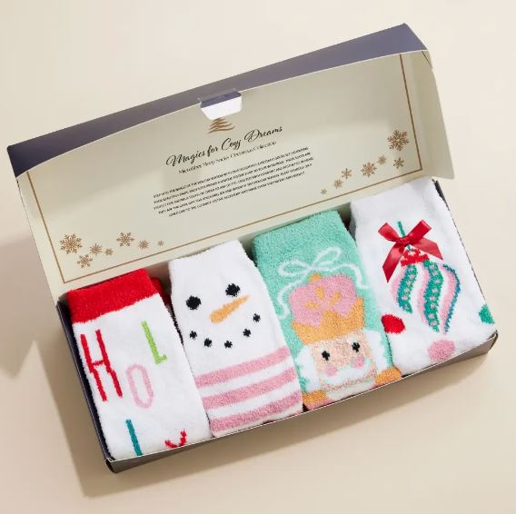 Christmas Fuzzy Socks Assorted Pack of 4 lila haven 