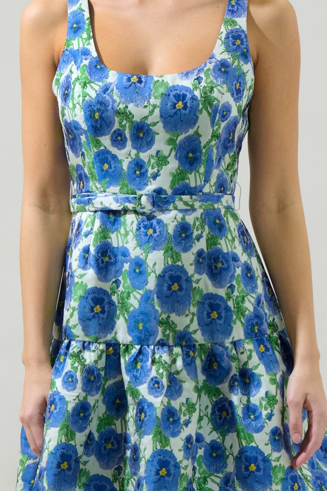 Cielo Floral Jacquard Sleeveless Mini Dress Sugarlips 