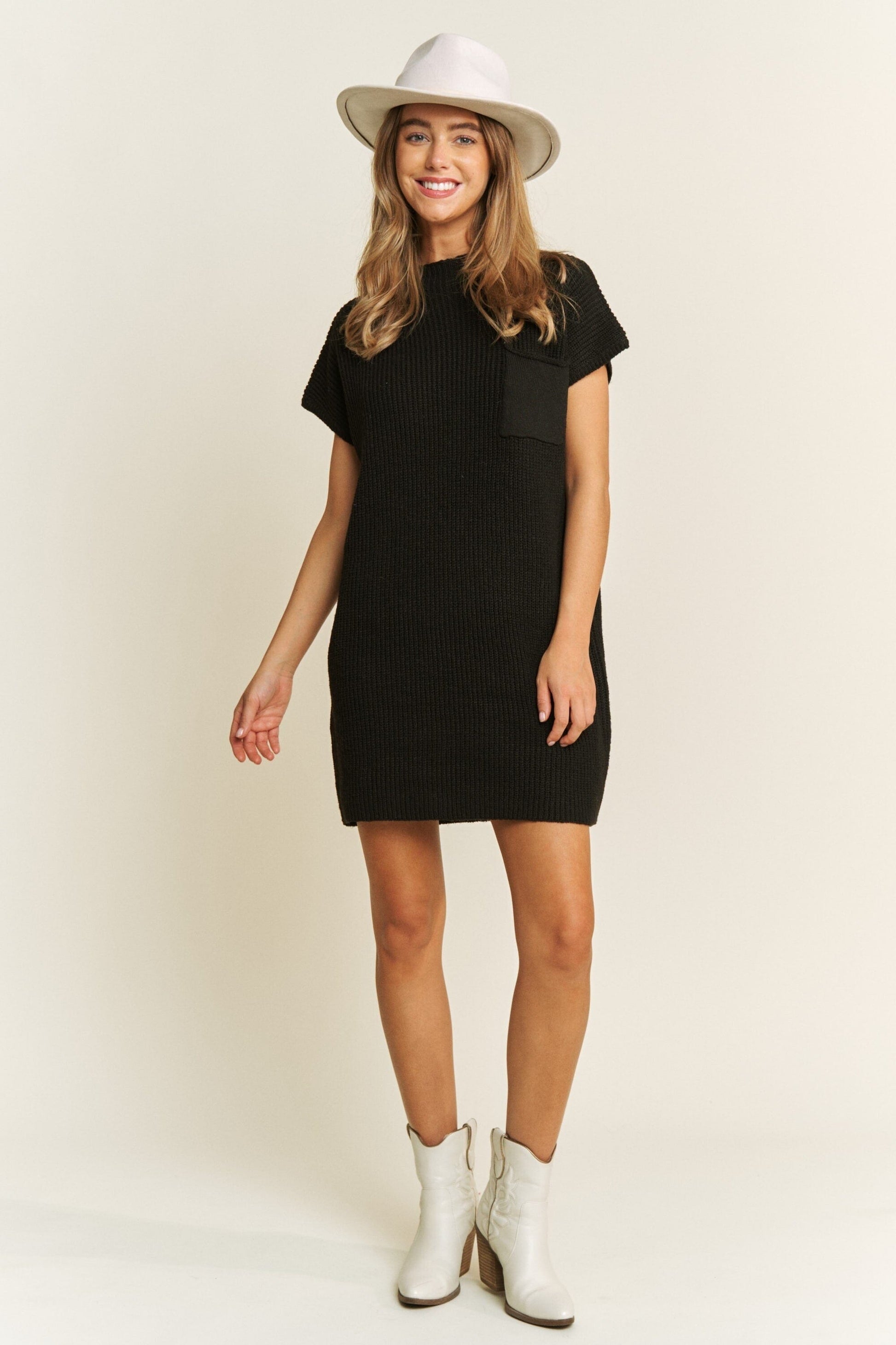 CLASSIC DROP SHOULDER SWEATER KNIT MINI DRESS cezanne 