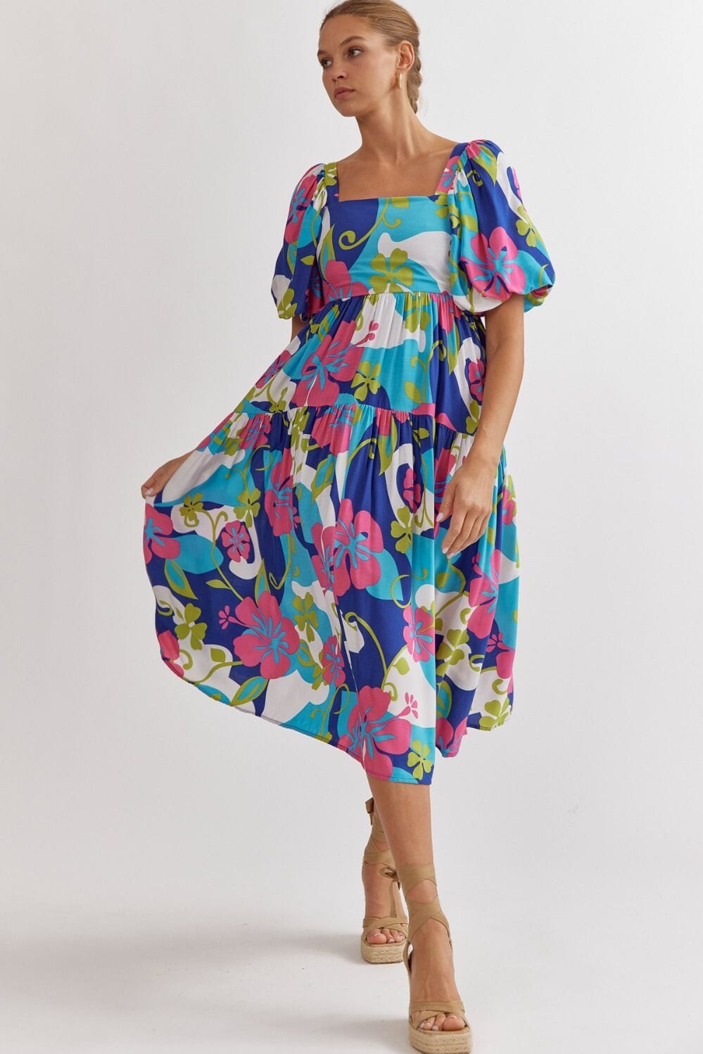 Cobalt Floral Print Midi entro 