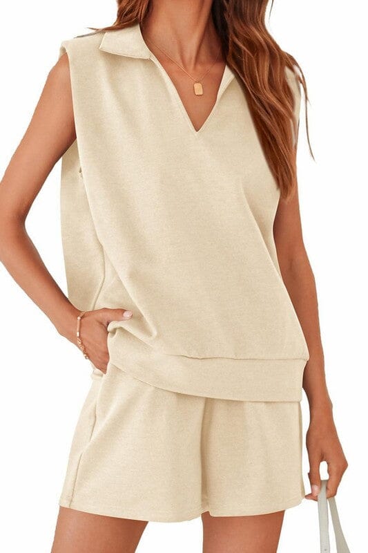 Collared Casual Set Wholesalesir small Cream 