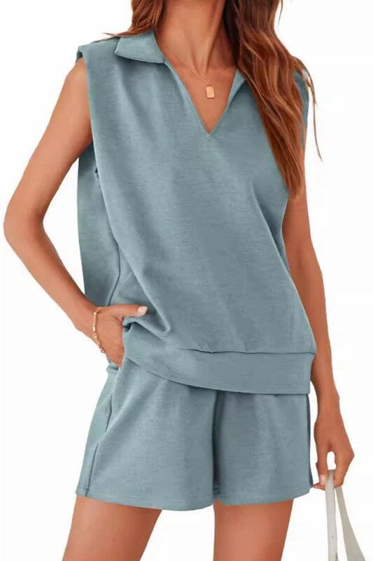 Collared Casual Set Wholesalesir small Light Blue 