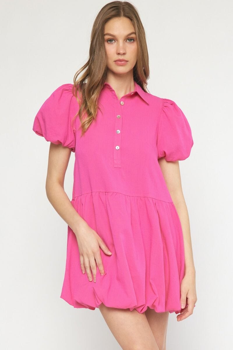 Collared Dress with Bubble Hem entro 