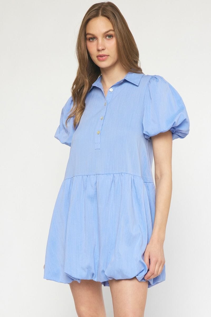 Collared Dress with Bubble Hem entro 