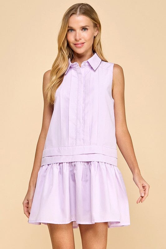 Collared Dropwaist Dress TCEC small Lavender 