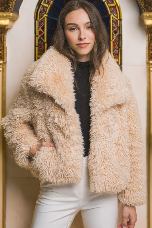 Collared Faux Fur Jacket love tree 