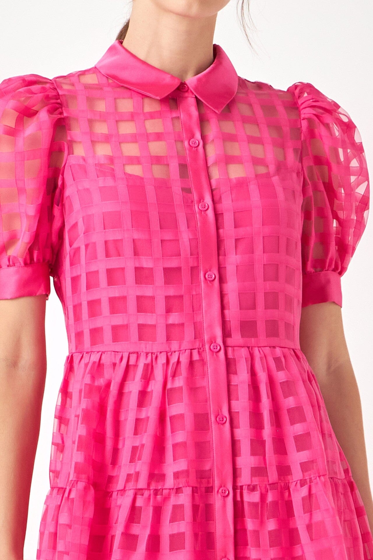Collared Organza Gridded Maxi 2.7 August 