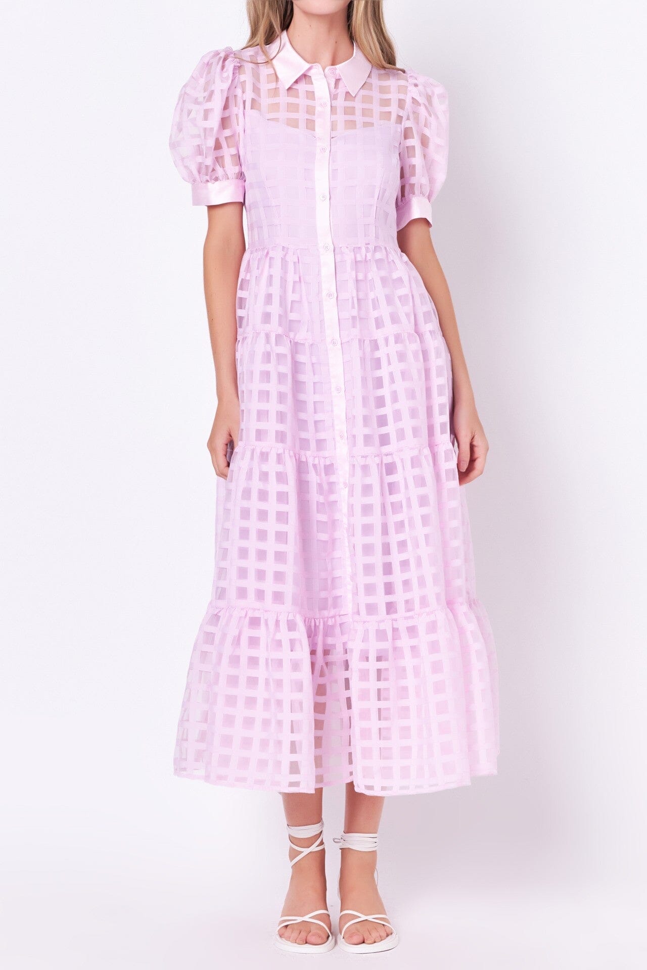 Collared Organza Gridded Maxi 2.7 August 
