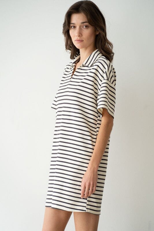 Collared striped dress Dress SNAP-Something New And Pretty 