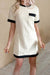 Color Block Textured Pocketed Shift Mini Dress Shiying 