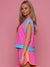 Color Block Top and Wide Leg Shorts Set Shewin 