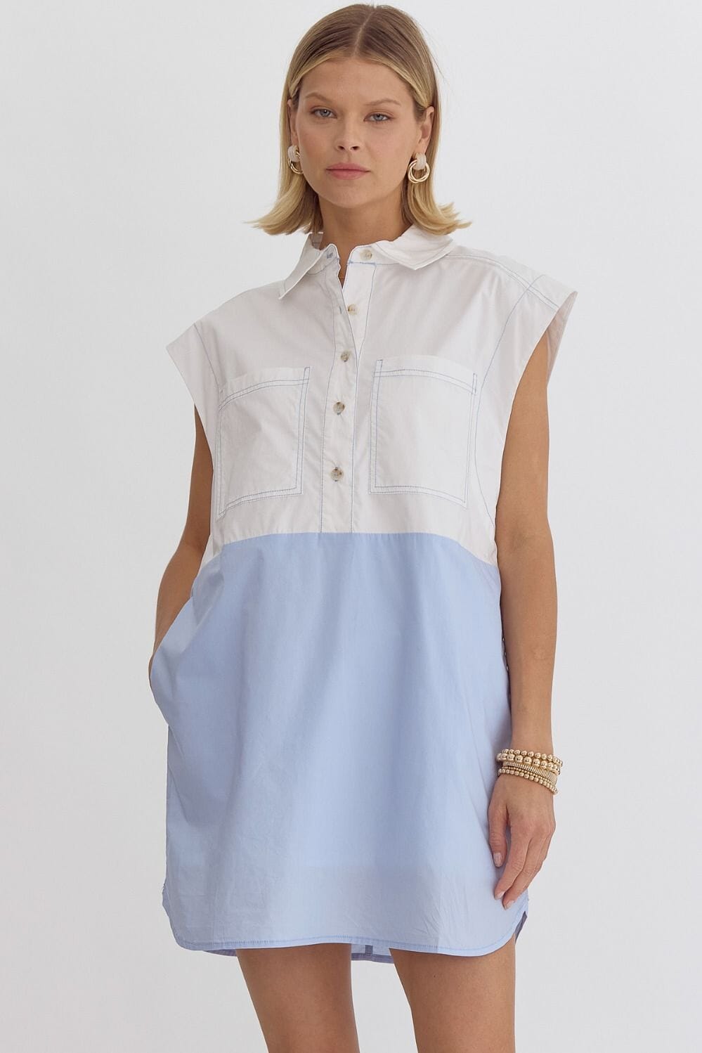 Colorblock Collared Dress entro 