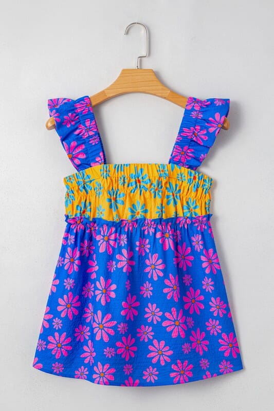 Colorblock Floral Tank Shewin 