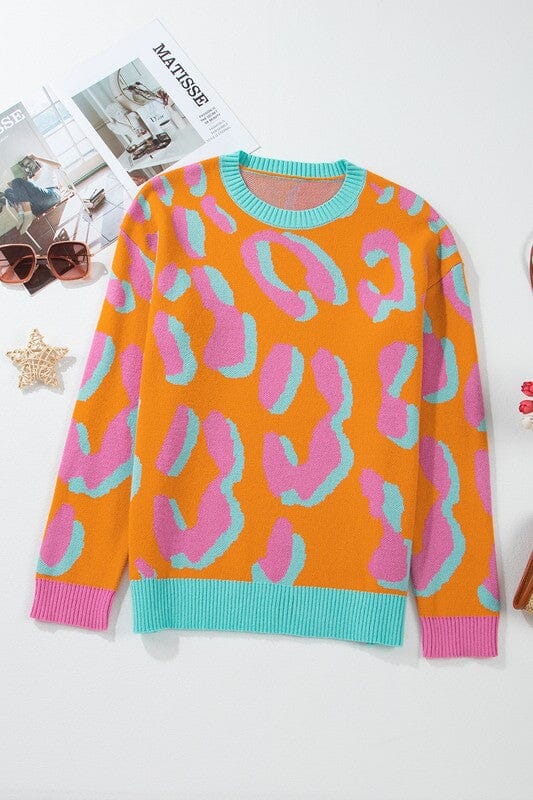 Colorblock Leopard Sweater Kentce 