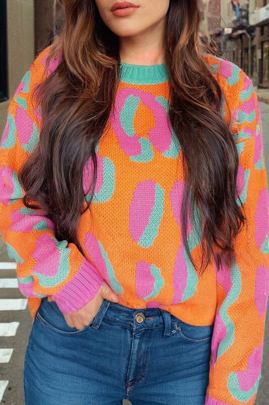 Colorblock Leopard Sweater Kentce 