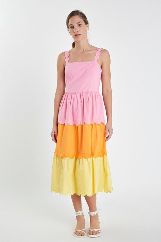 Colorblock Scalloped Midi English Factory 