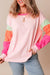 Colorblock Sleeve Loose Knit Top Kentce 