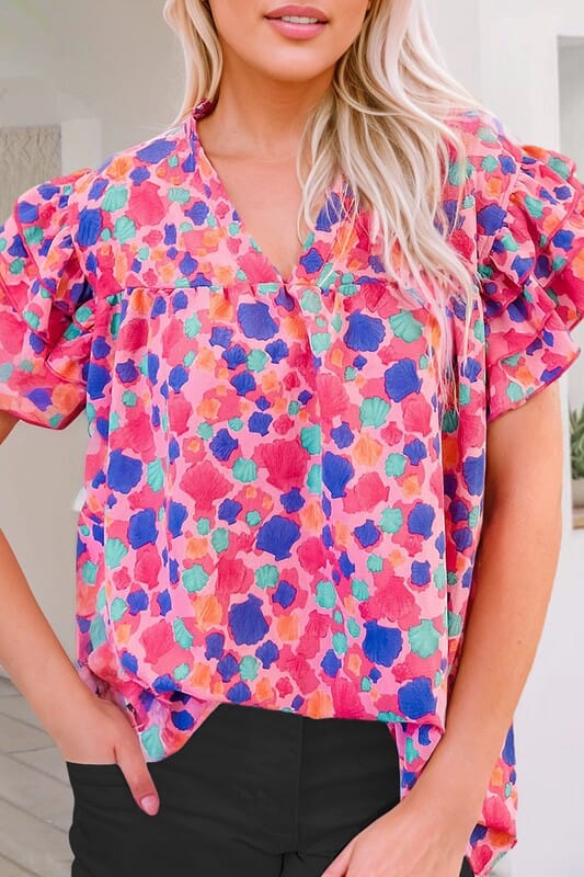 Colorful Abstract Spotted Top Shiying 