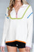 Colorful Edge Quarter Zip Drop Shoulder Sweater sweet lover fashions 