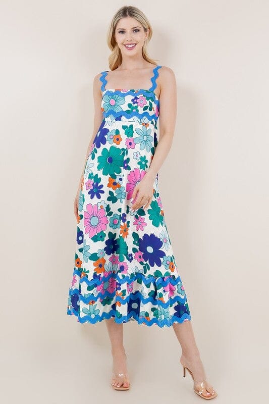 Colorful Floral Midi with Scalloped Detail Sundayup 