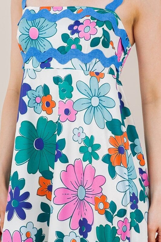 Colorful Floral Midi with Scalloped Detail Sundayup 