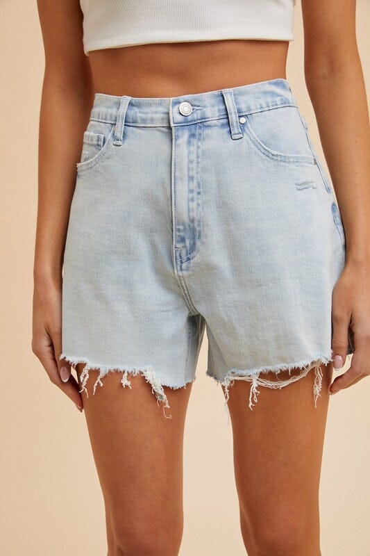 Comfort Stretch Distressed Hem Denim Shorts Annie Wear 