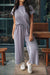 Corded Knit T Shirt and Wide Leg Pants Set Kentce 