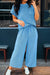 Corded Knit T Shirt and Wide Leg Pants Set Kentce 