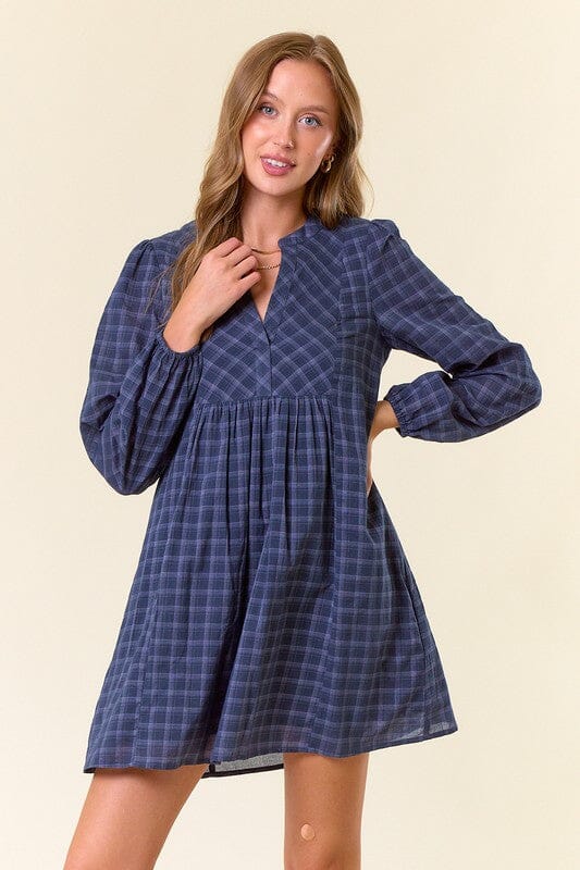 Cotton Plaid Puff Sleeve Dress Doe & Rae 