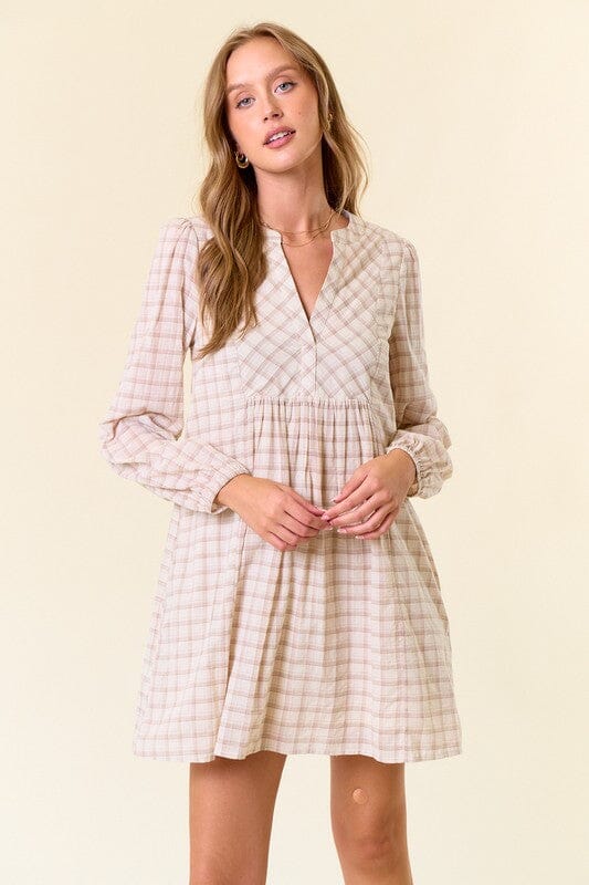 Cotton Plaid Puff Sleeve Dress Doe & Rae 