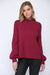 Cranberry Mock Neck Bubble Sleeve Sweater Fate 